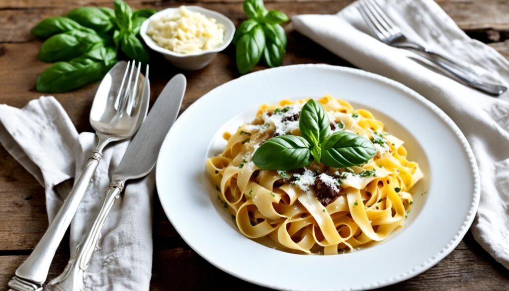 Tagliatelle ao Molho Cremoso de Trufas e Parmesão